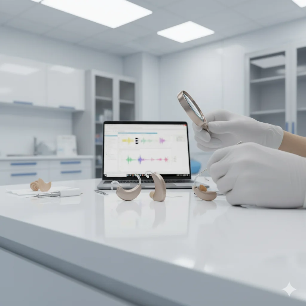 Revisión de moldes auditivos en clínica